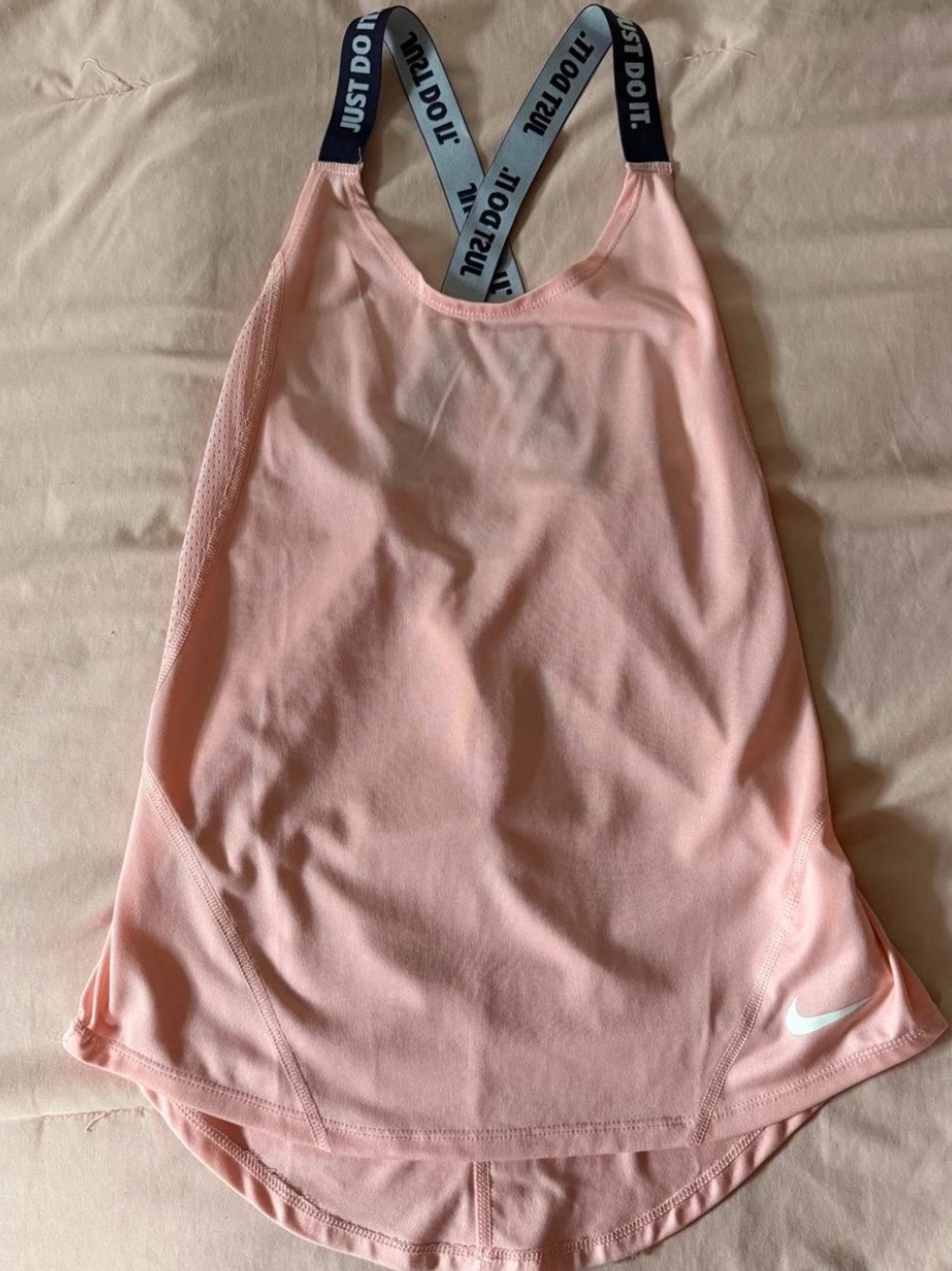 Nike Light Pink Women's Athletic Tank with Branded Cross Straps